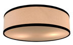 Haven Flush Mount with linen drum shade, black trim, and bottom diffuser