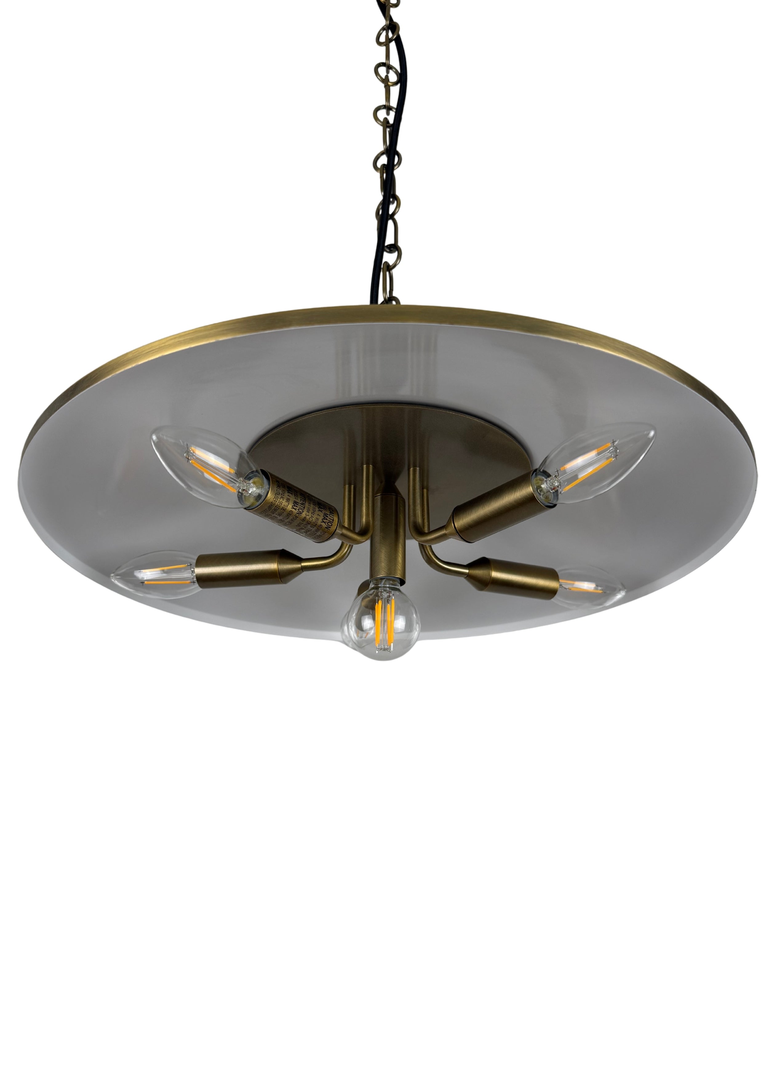 Bottom view of Pavilion Pendant showing six exposed lights