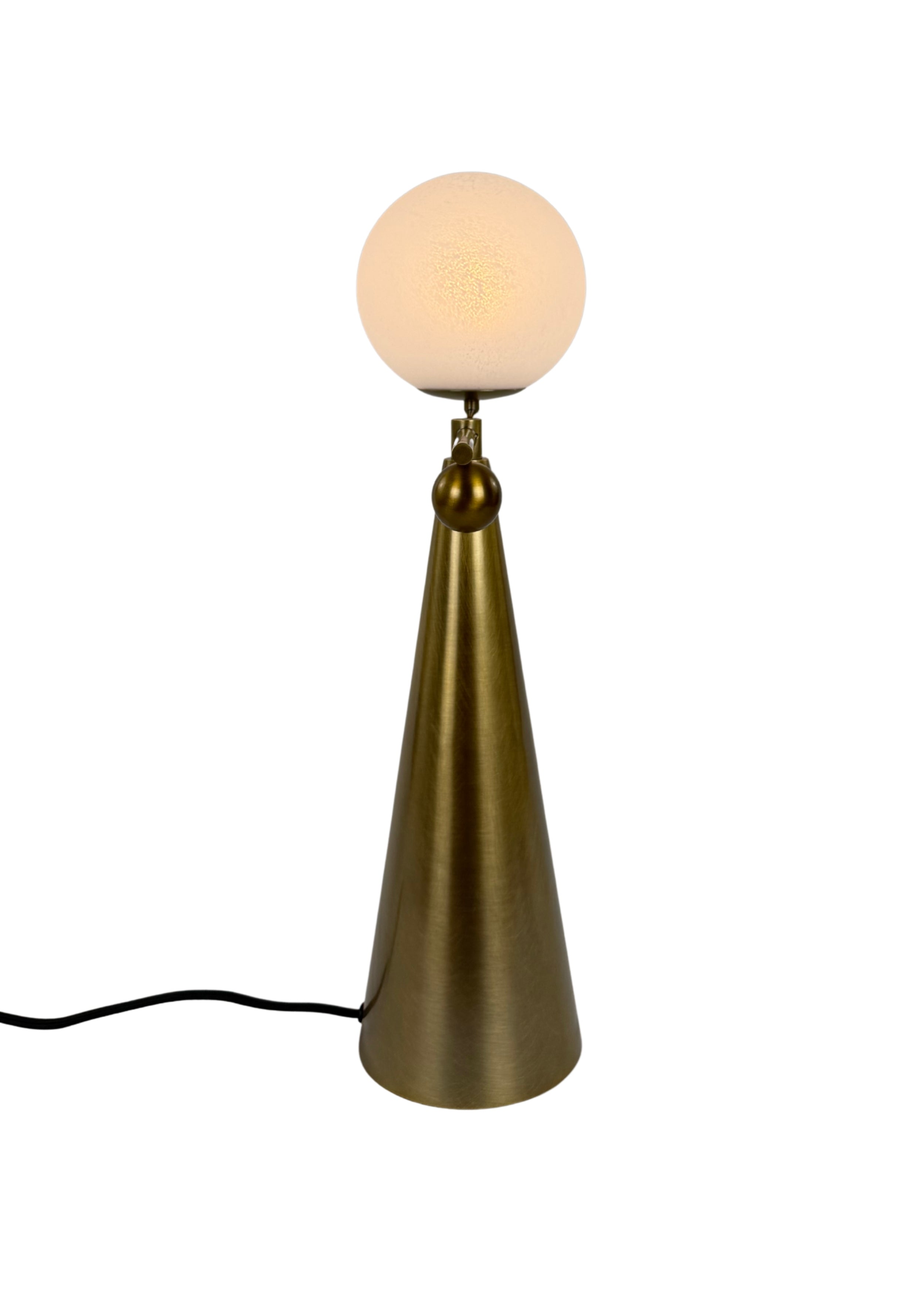 Back view of Cantilever Table Lamp with conical base and counterbalance sphere
