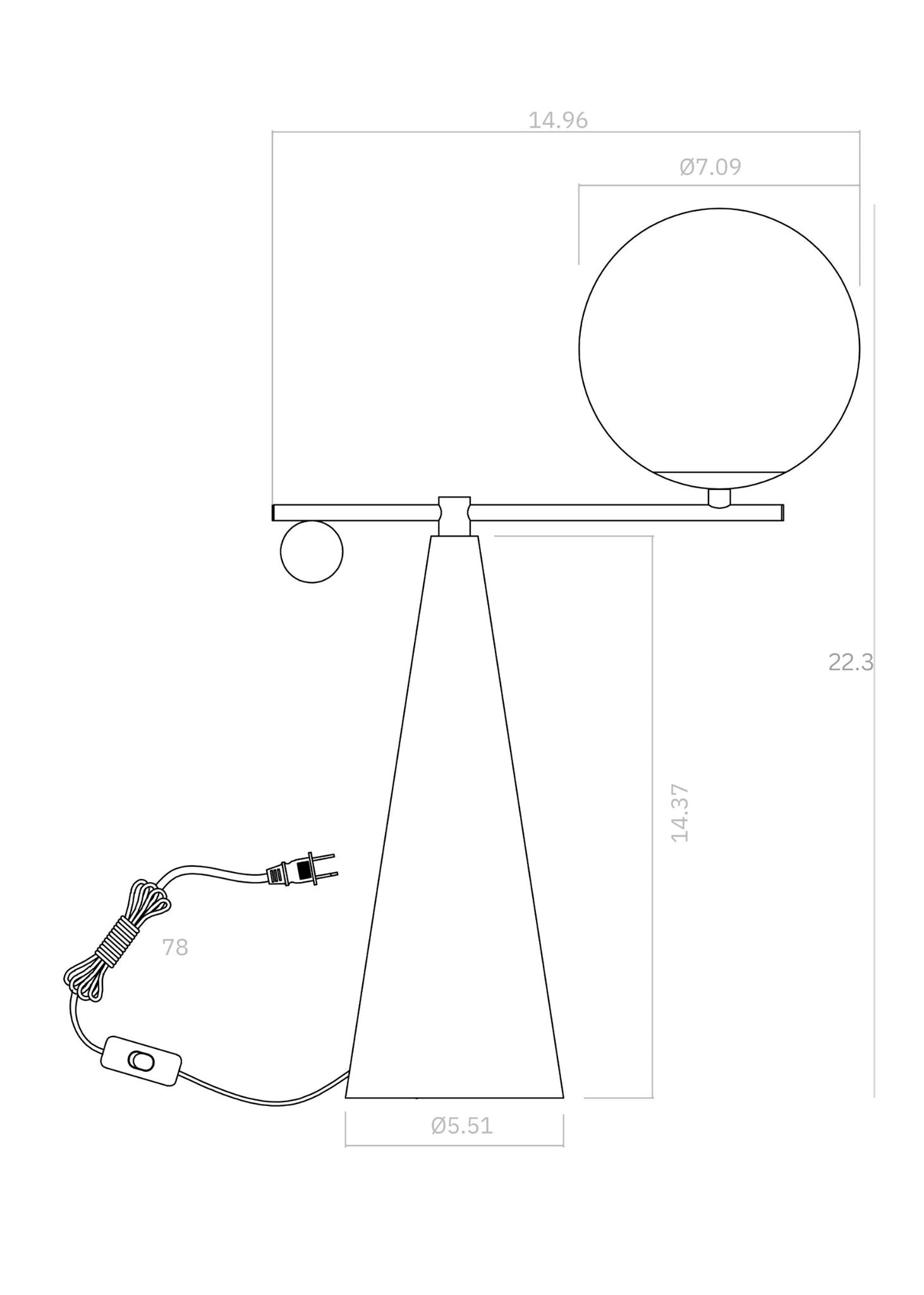 Cantilever Table Lamp dimensions