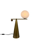 Cantilever Table Lamp in aged brass with clouded glass globe