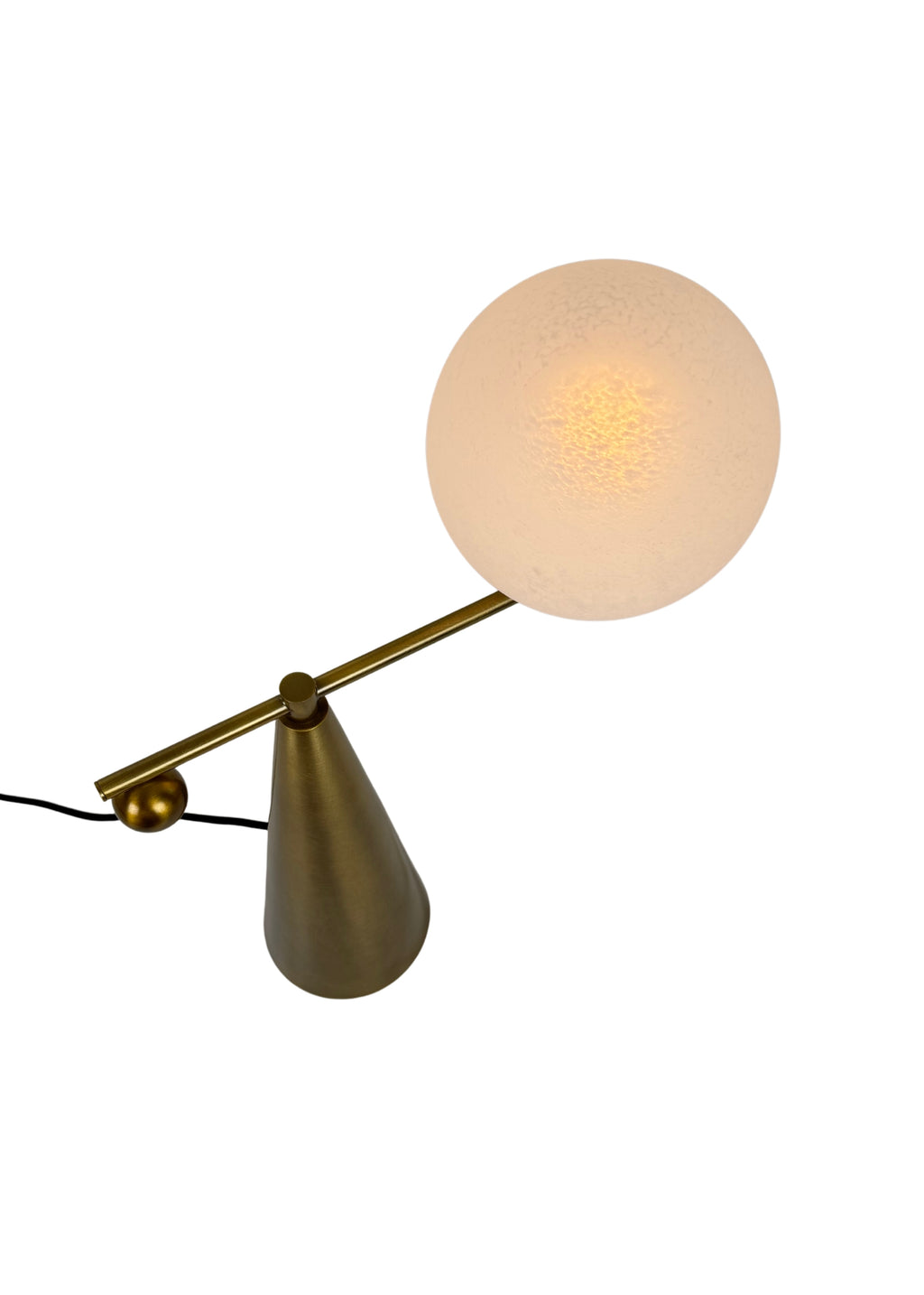 Top view of Cantilever Table Lamp with conical base and counterbalance sphere