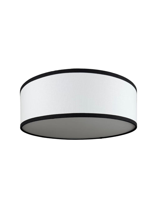 Bottom view of Haven Flush Mount showing round diffuser