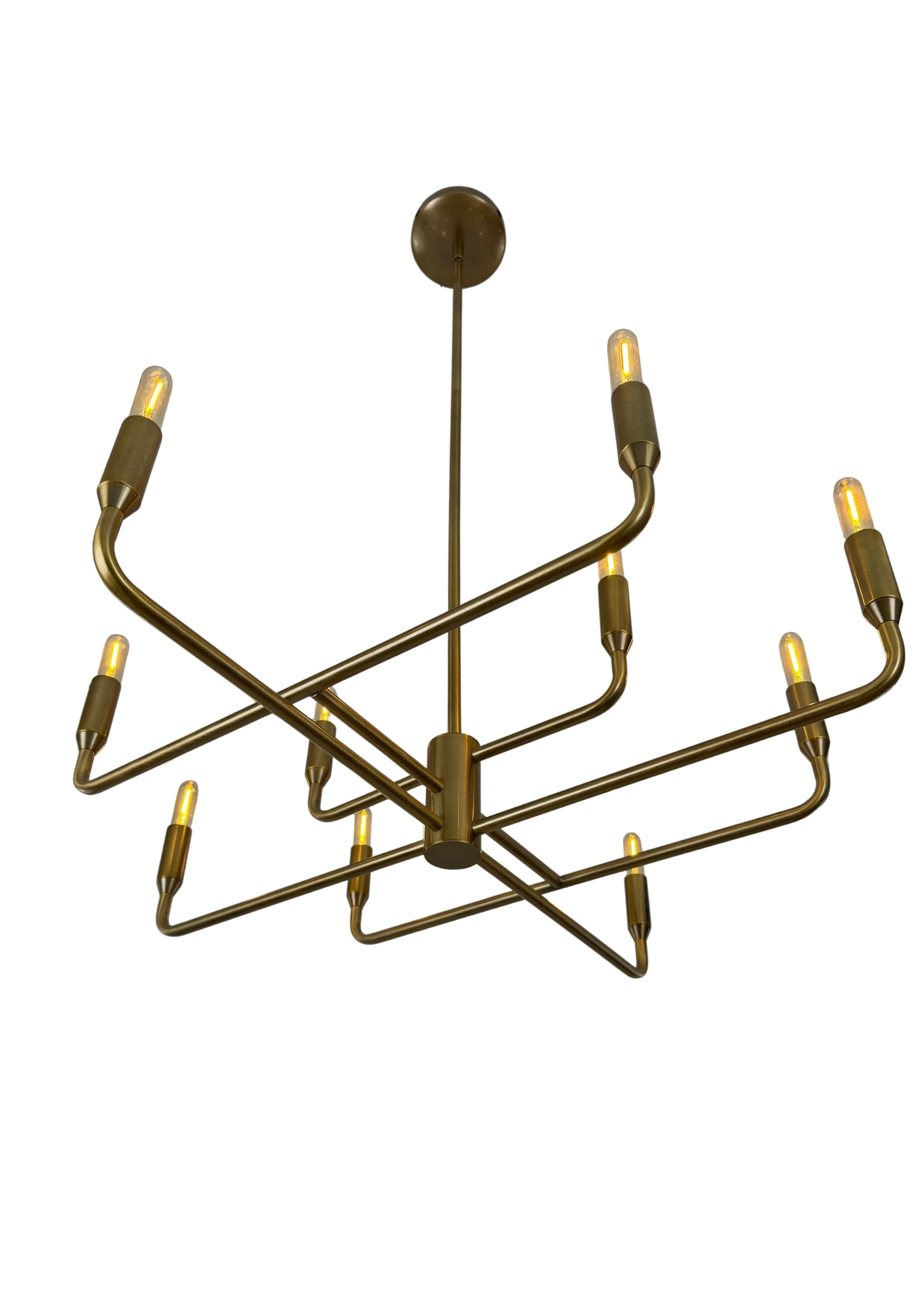 Bottom view of Mercer Chandelier showing balanced ten-light arrangement