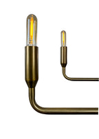 Close-up of Mercer Chandelier aged brass finish and curved steel arms