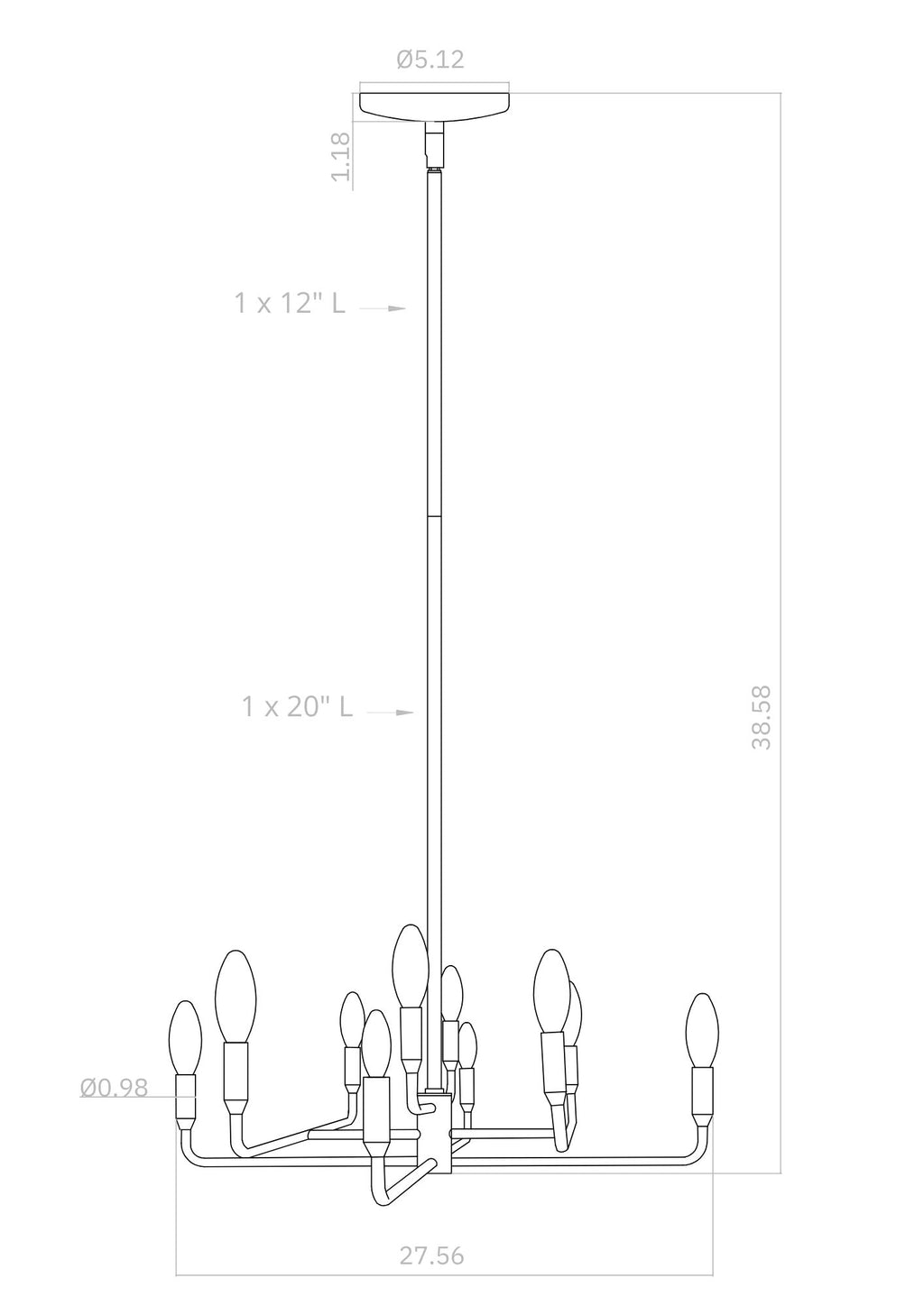 Mercer Chandelier dimensions