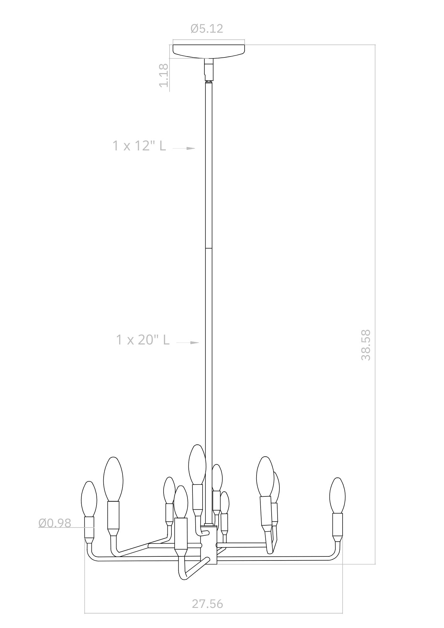 Mercer Chandelier dimensions
