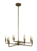 Mercer Chandelier in aged brass with ten gently curved steel arms