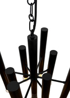 Top view of Monolith Chandelier showing nine cylindrical light tubes