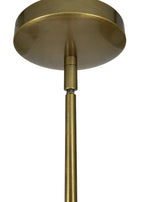 Close-up of Orion Chandelier aged brass canopy and pole