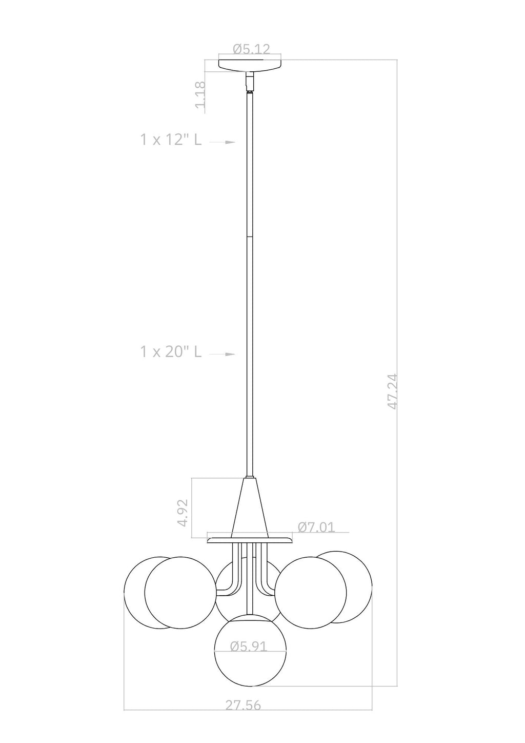 Orion Chandelier dimensions