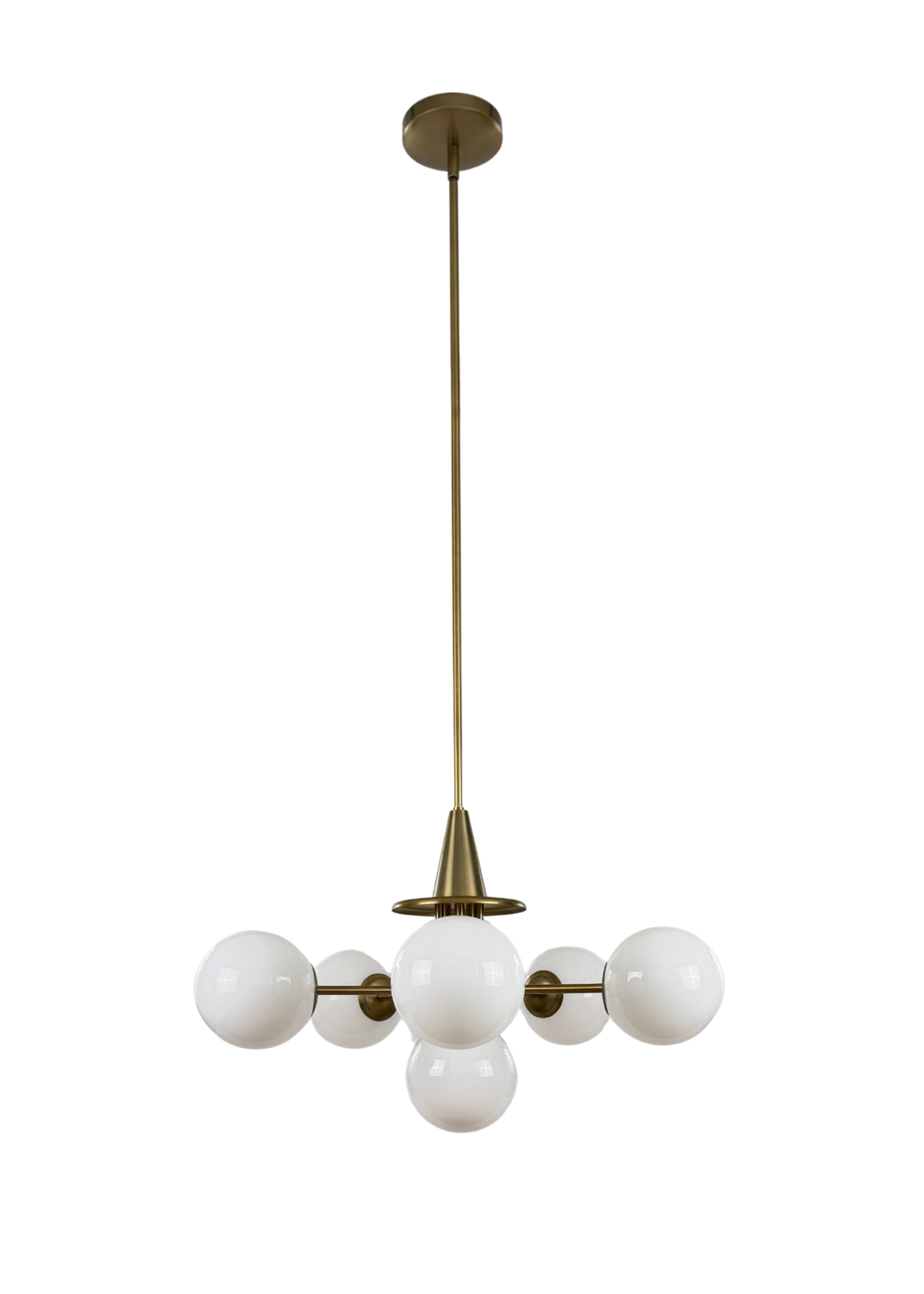 Full view of Orion Chandelier with six-light radial design