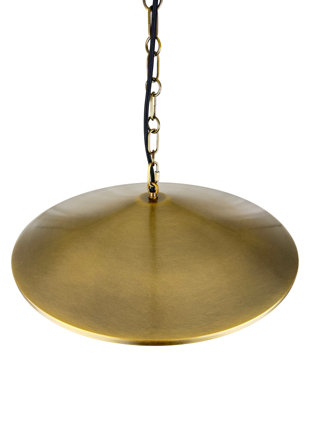 Top view of Pavilion Pendant aged brass steel shade 