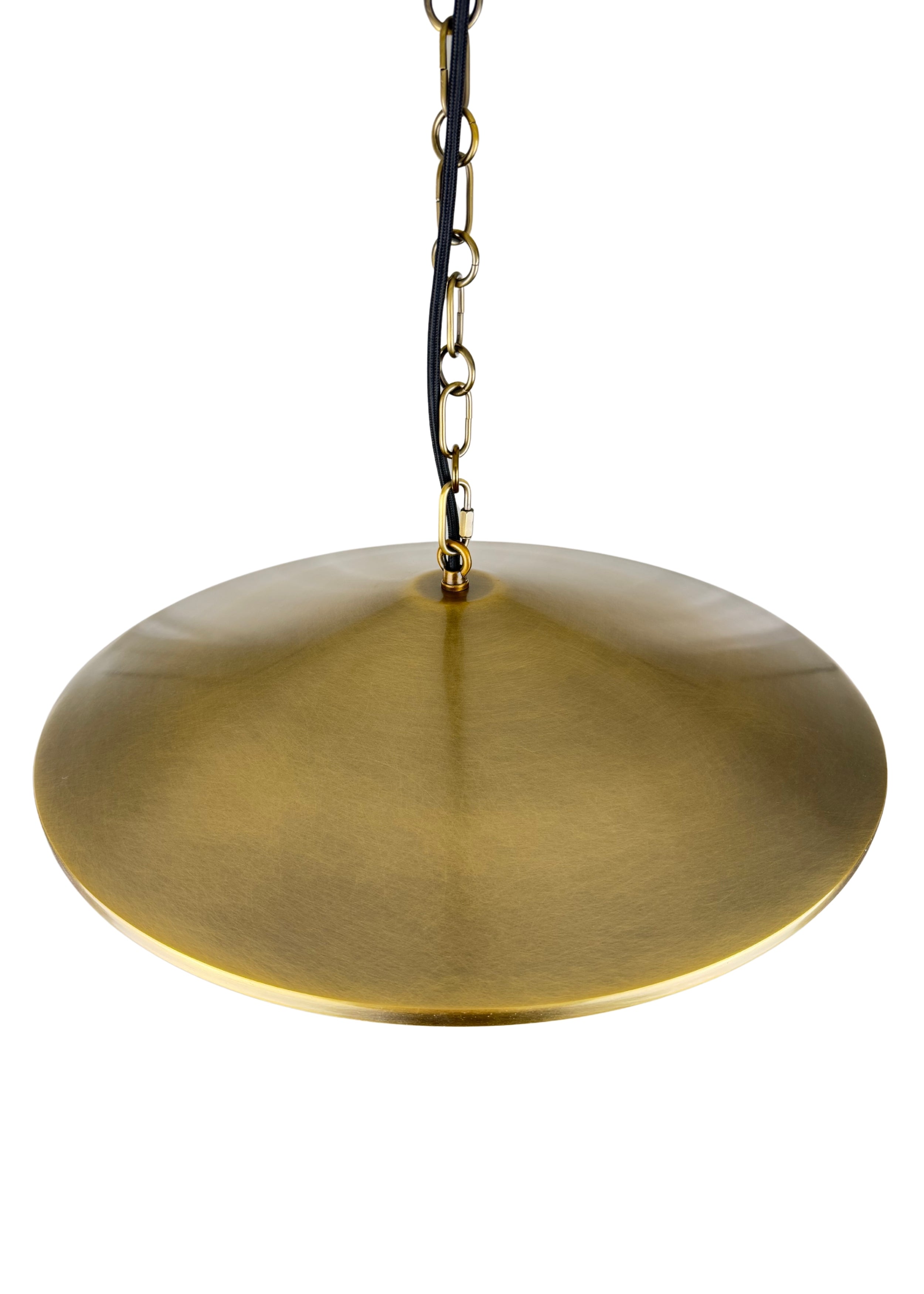 Top view of Pavilion Pendant aged brass steel shade 