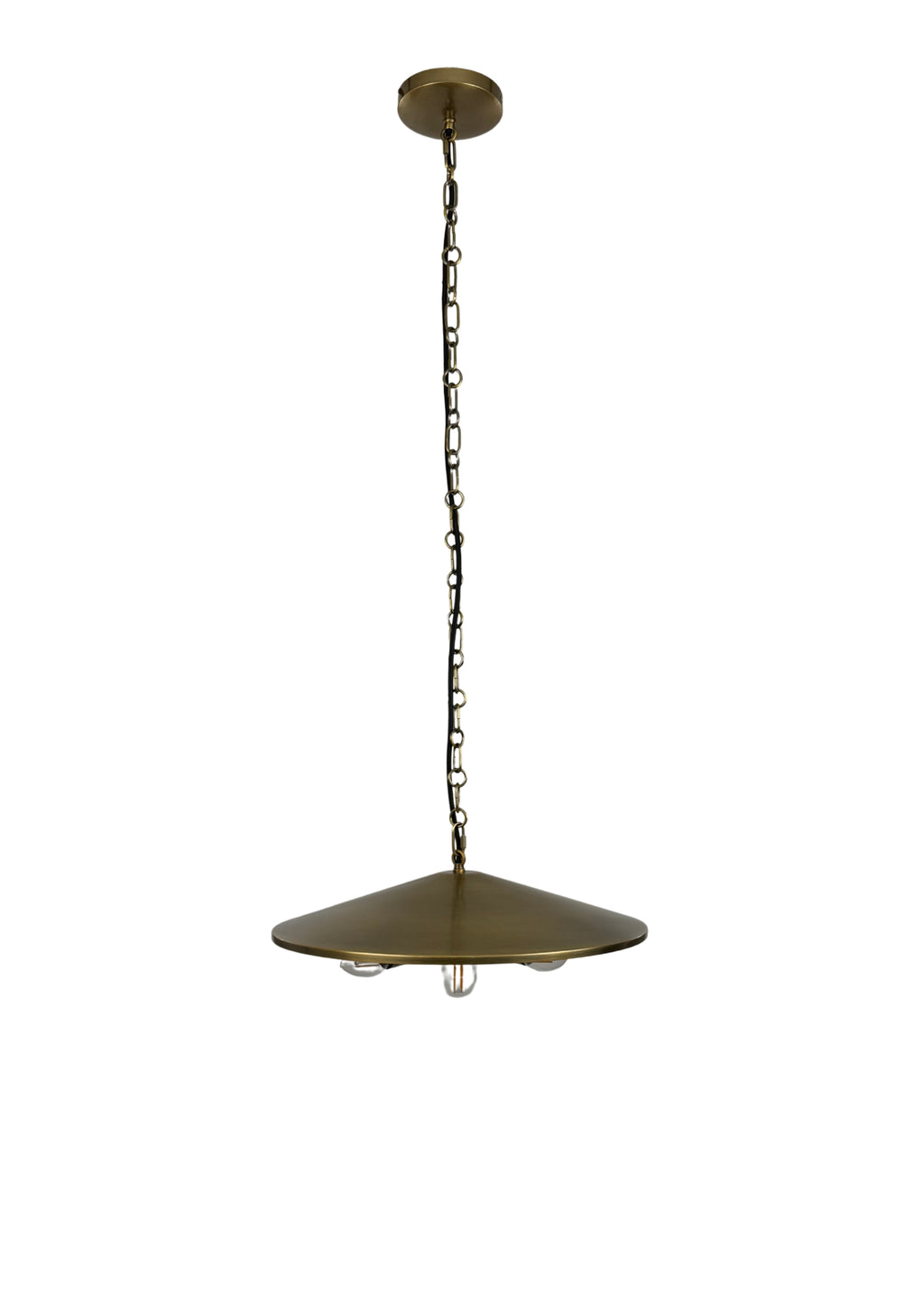 Full view of Pavilion Pendant with chain suspension and broad shallow shade