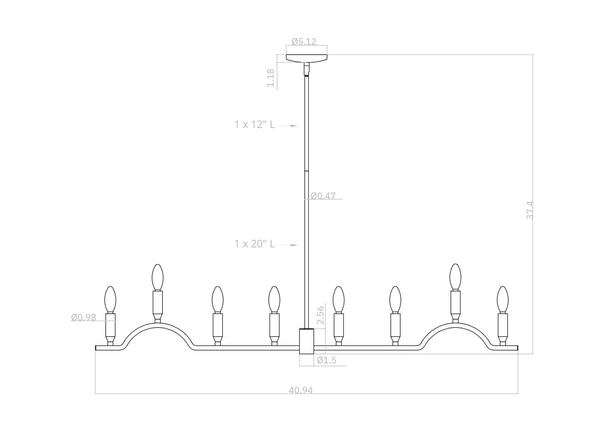 Willow Linear Chandelier dimensions