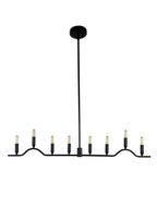Full view of Willow Linear Chandelier with elongated eight-light silhouette