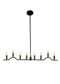 Willow Linear Chandelier in matte black steel with eight exposed lights
